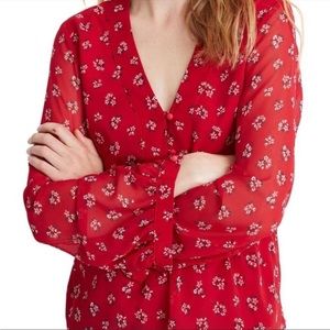 Madewell XS Red Floral Peplum Top